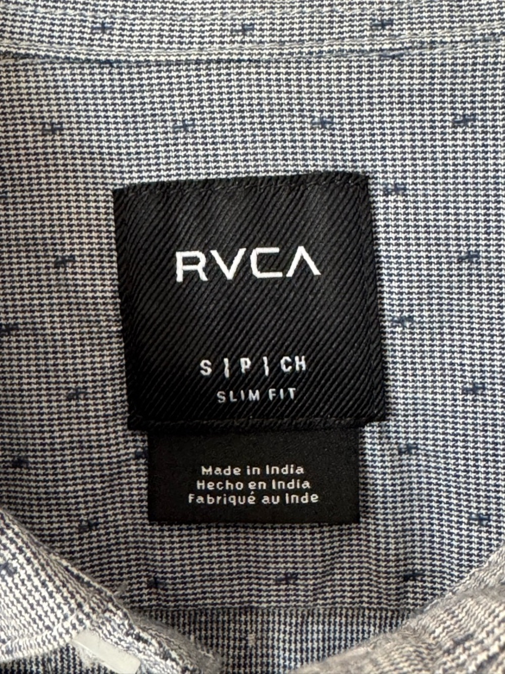 RVCA Blue Short Sleeve Button-Down Shirt Slim Fit with Subtle Dot Print Size S - Picture 2 of 14
